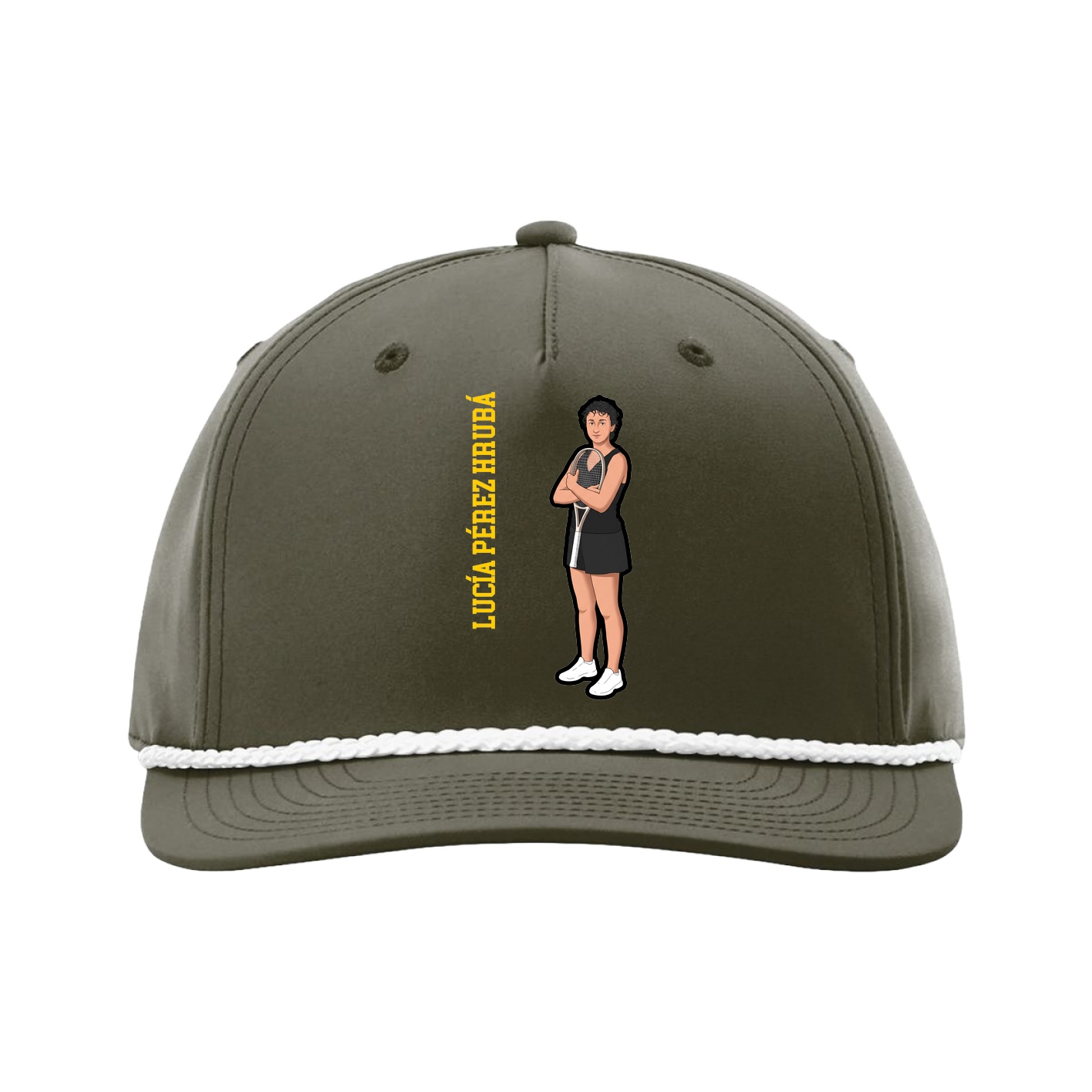 Five-Panel Classic Rope Cap — Name Vertical in Green