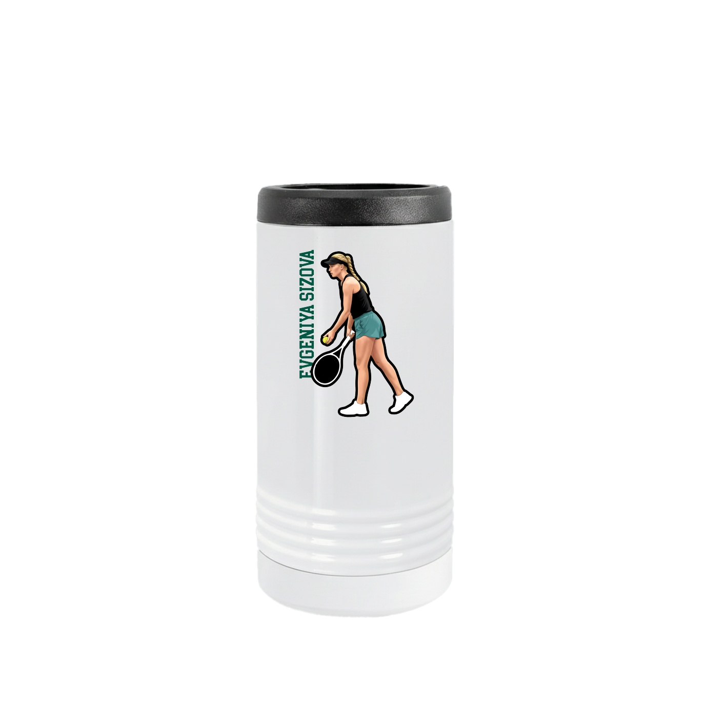 Slim Beverage Holder — Name Vertical in White