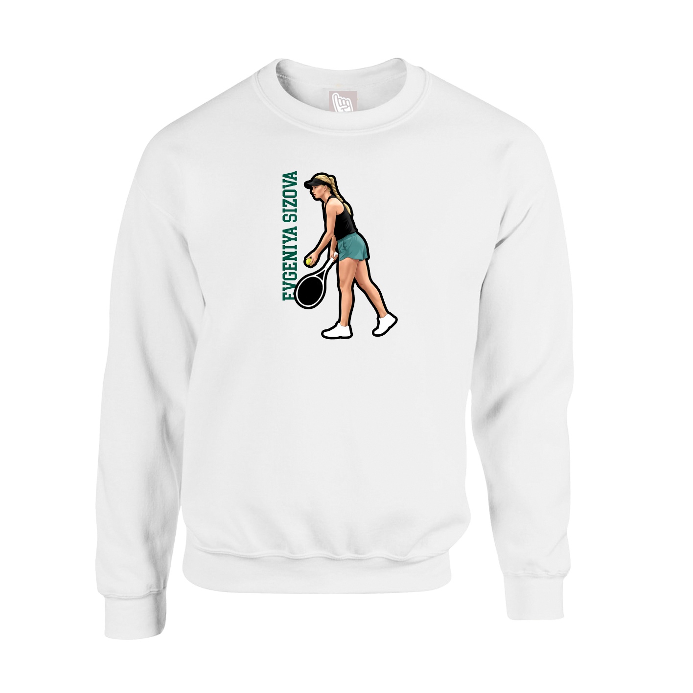 Fleece Crew — Name Vertical in White