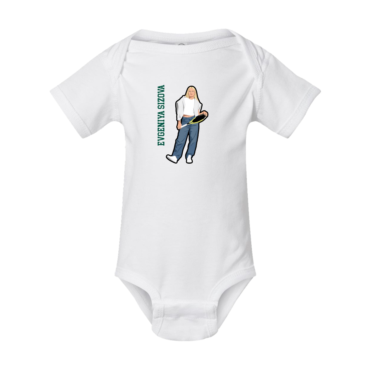 Baby Onesie — Name Vertical in White