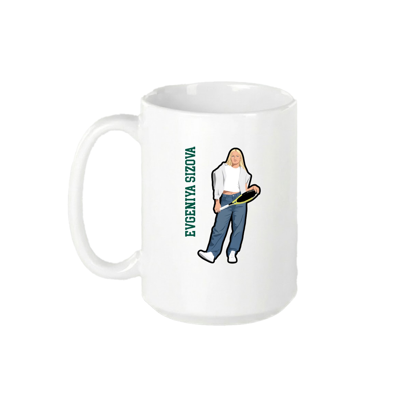 15oz Coffee Mug — Name Vertical in White