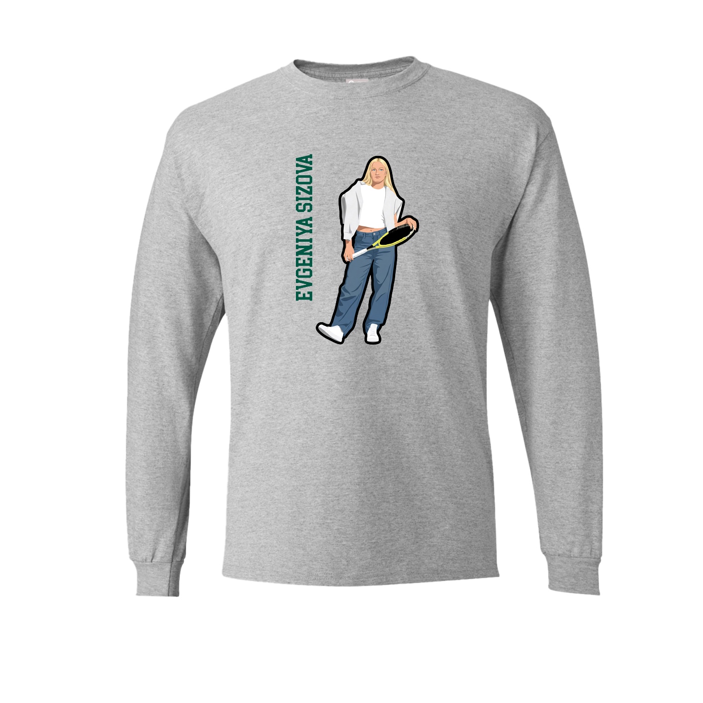 Long Sleeve Tee — Name Vertical in Grey