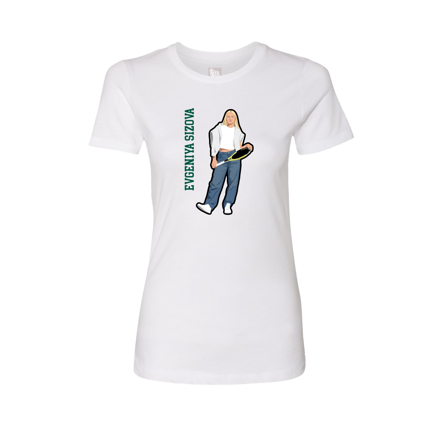 Fitted Women's Tee — Name Vertical in White