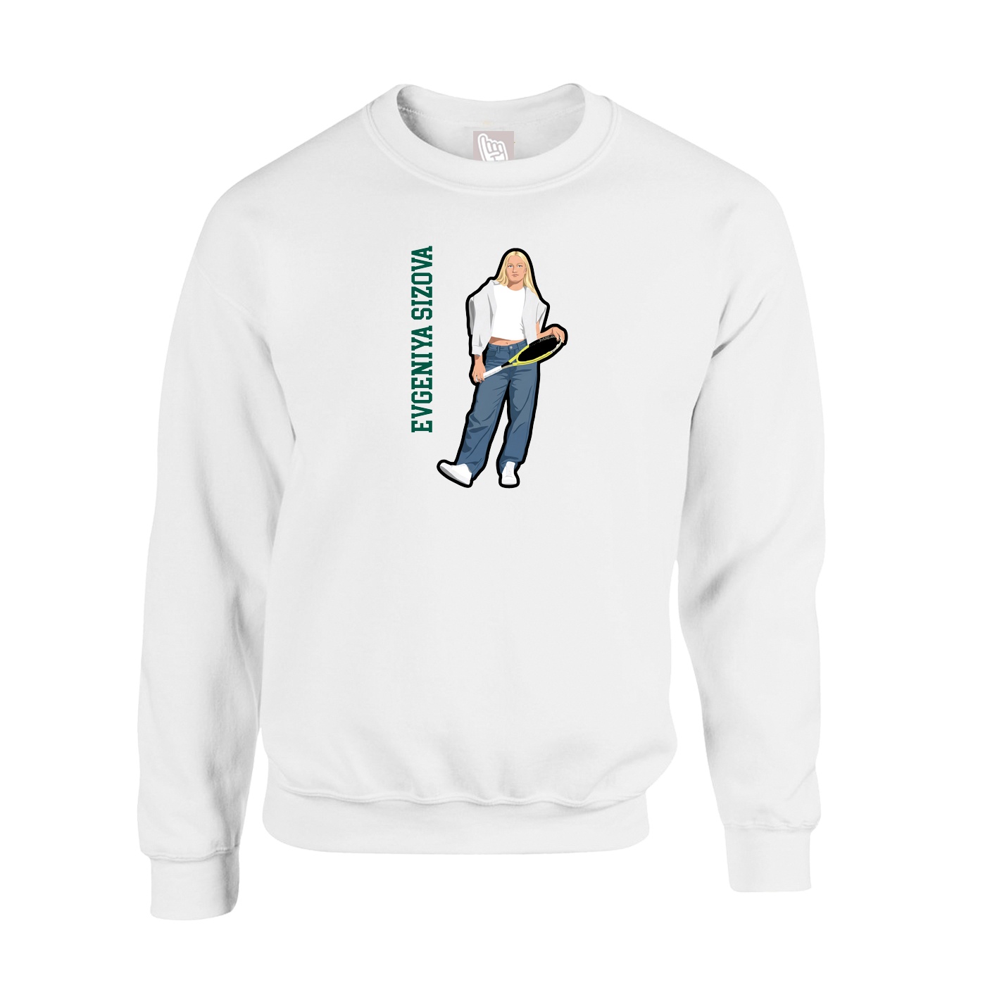 Fleece Crew — Name Vertical in White