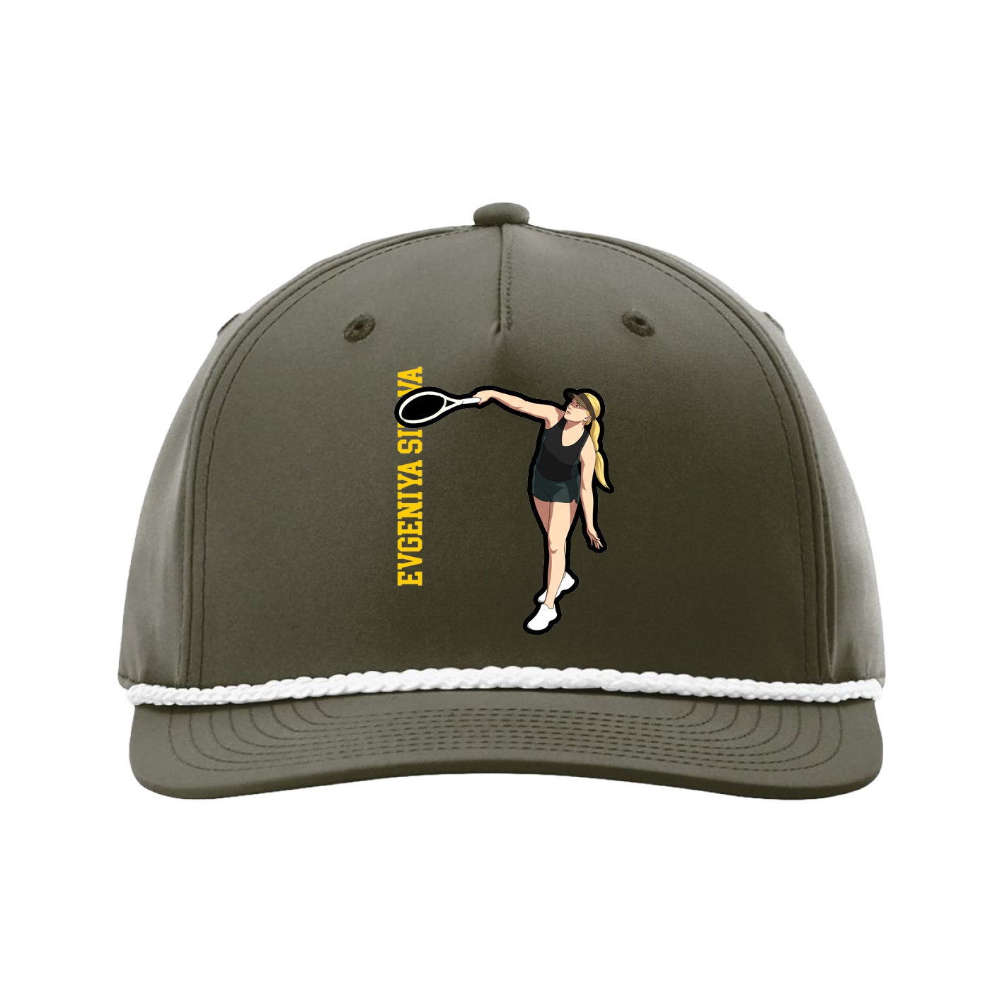Five-Panel Classic Rope Cap — Name Vertical in Green