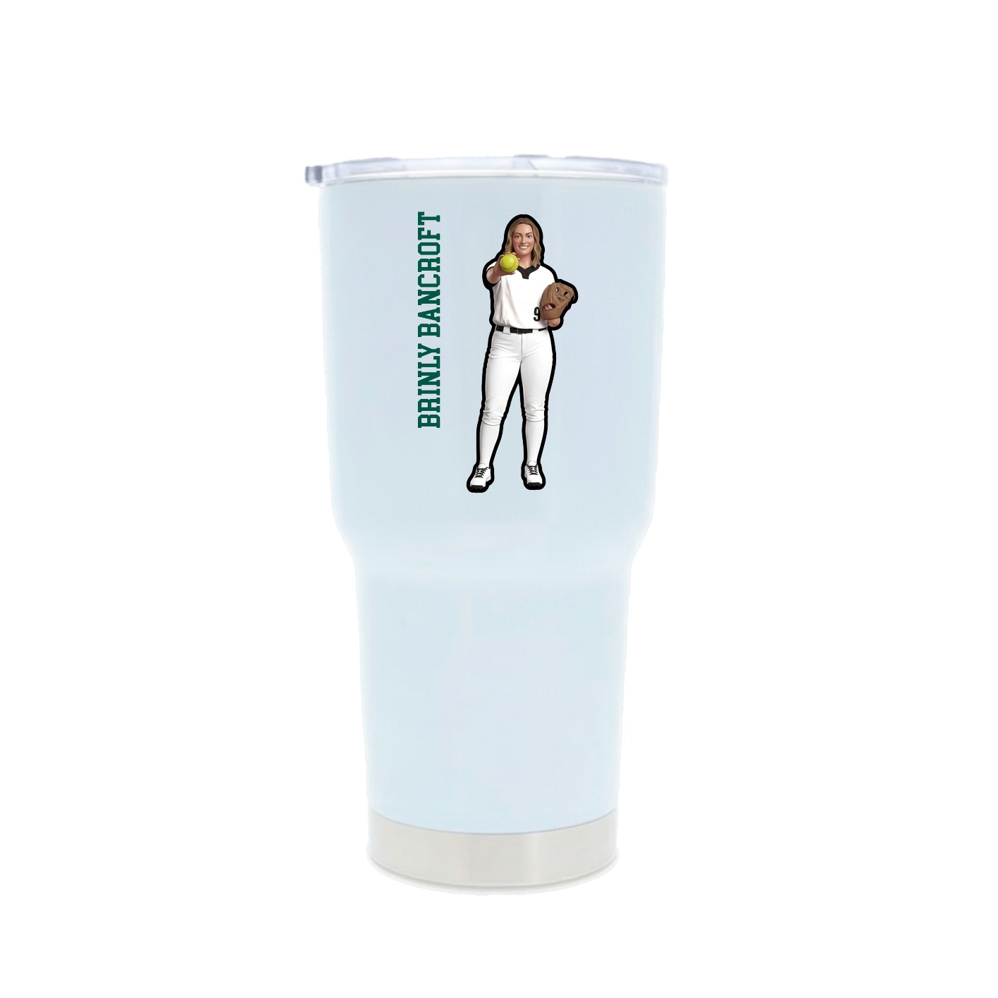 30oz Stainless Steel Tumbler — Name Vertical in White