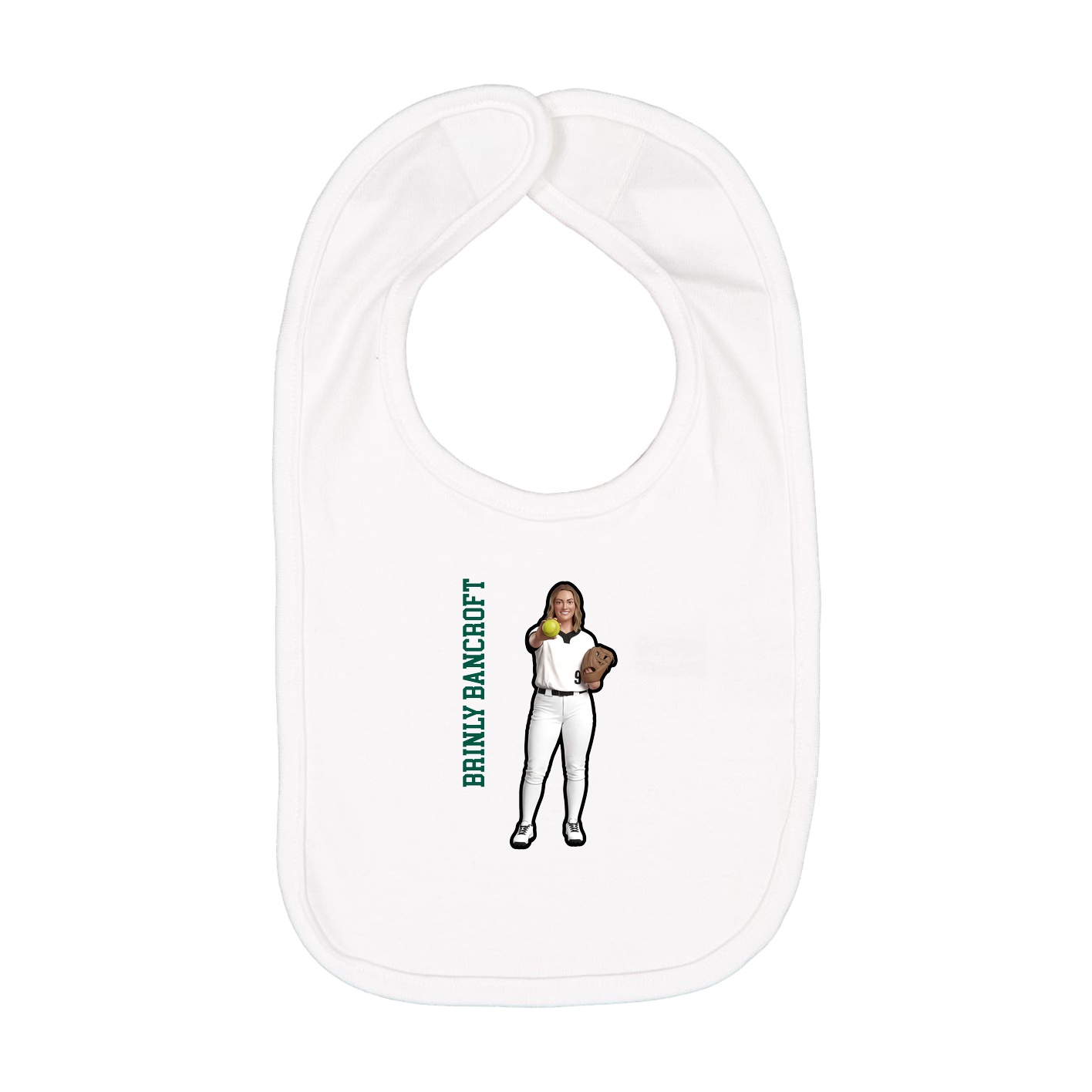 Infant Bib — Name Vertical in White