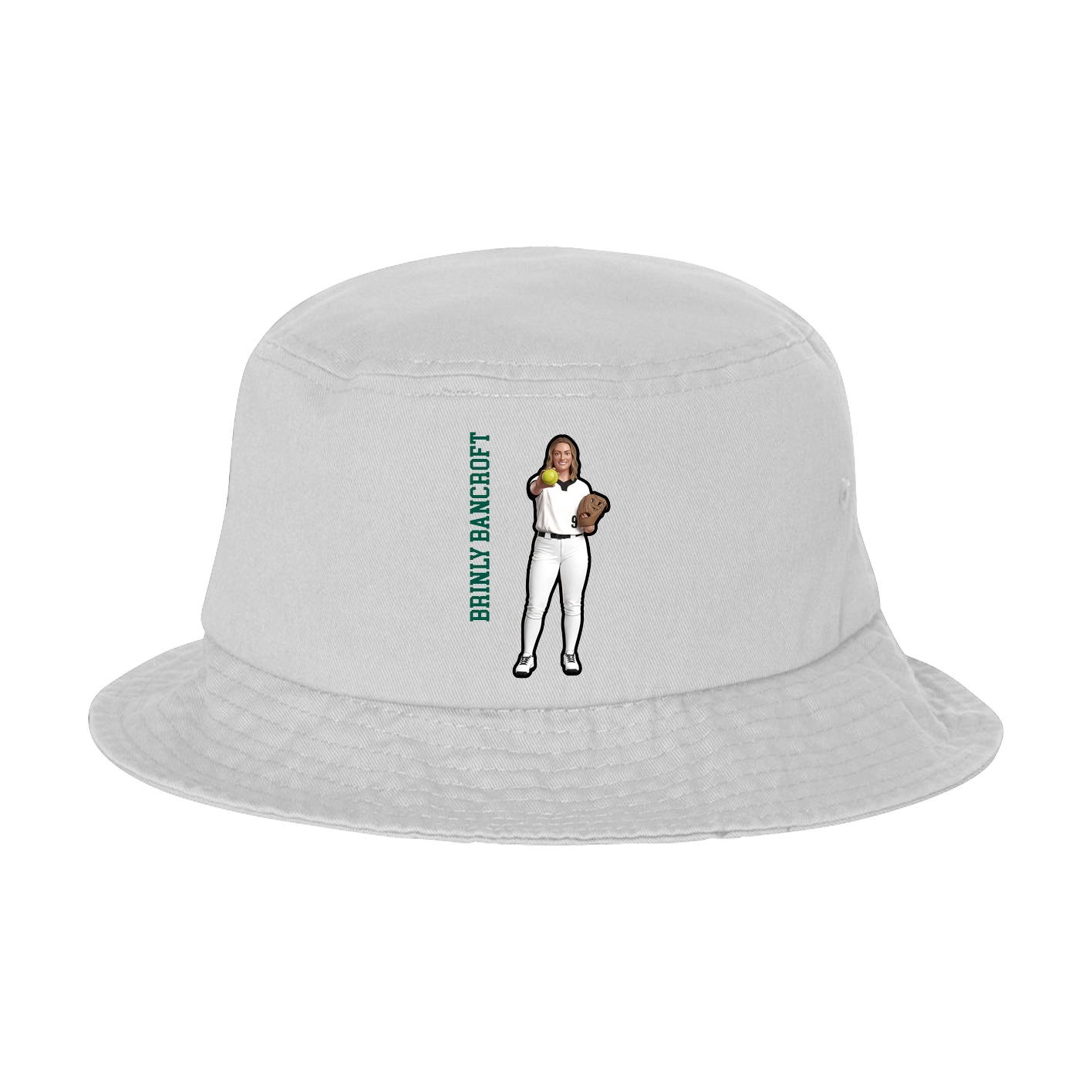 Bucket Cap — Name Vertical in White