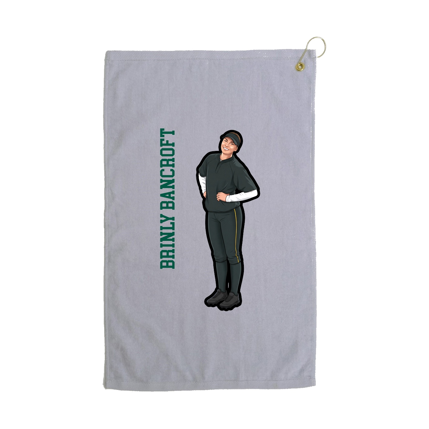 Golf Towel — Name Vertical in Grey