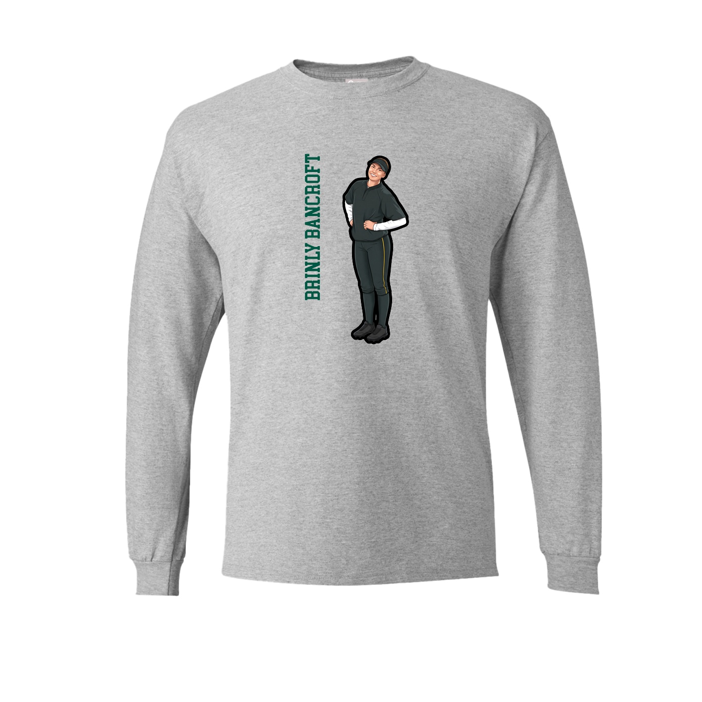 Long Sleeve Tee — Name Vertical in Grey