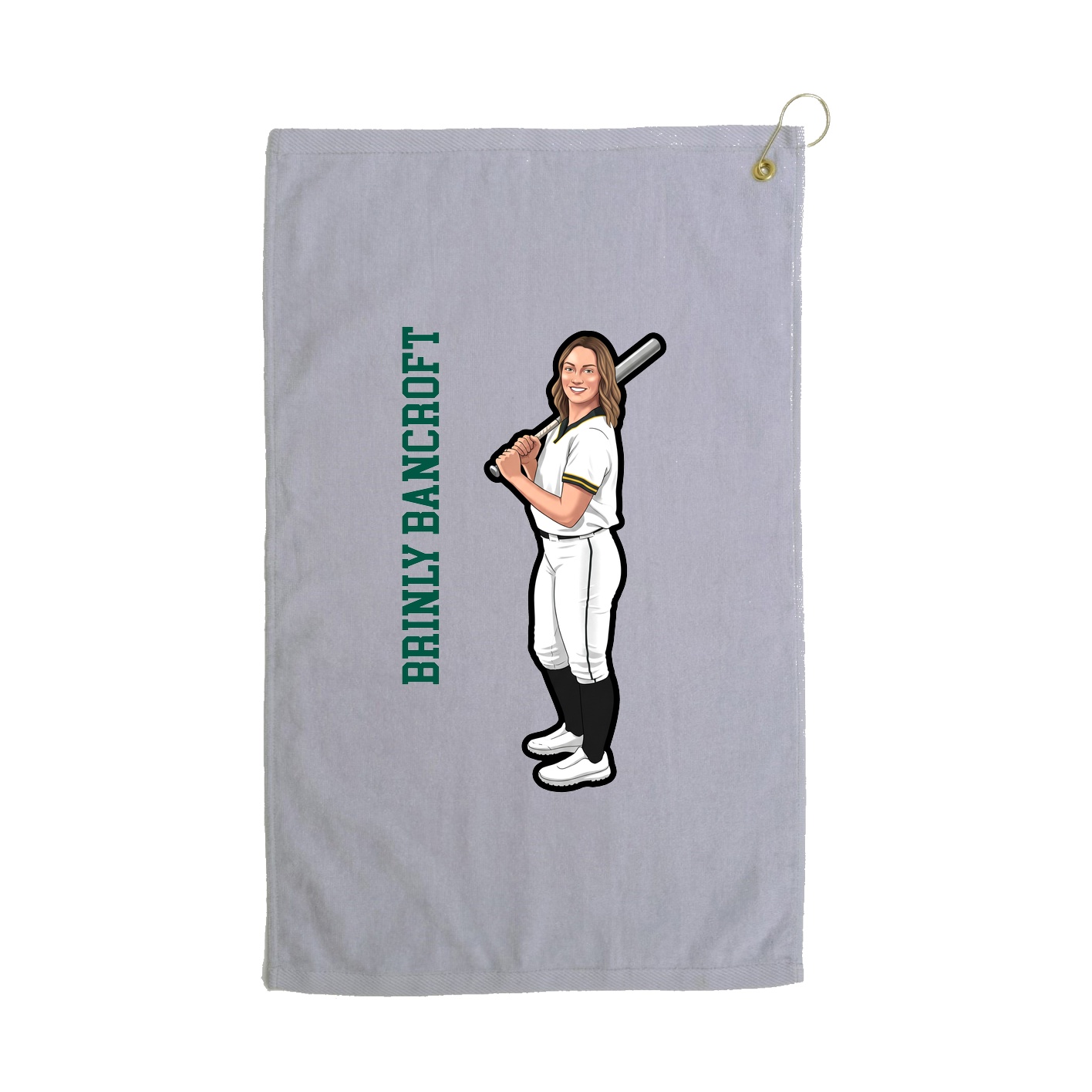 Golf Towel — Name Vertical in Grey