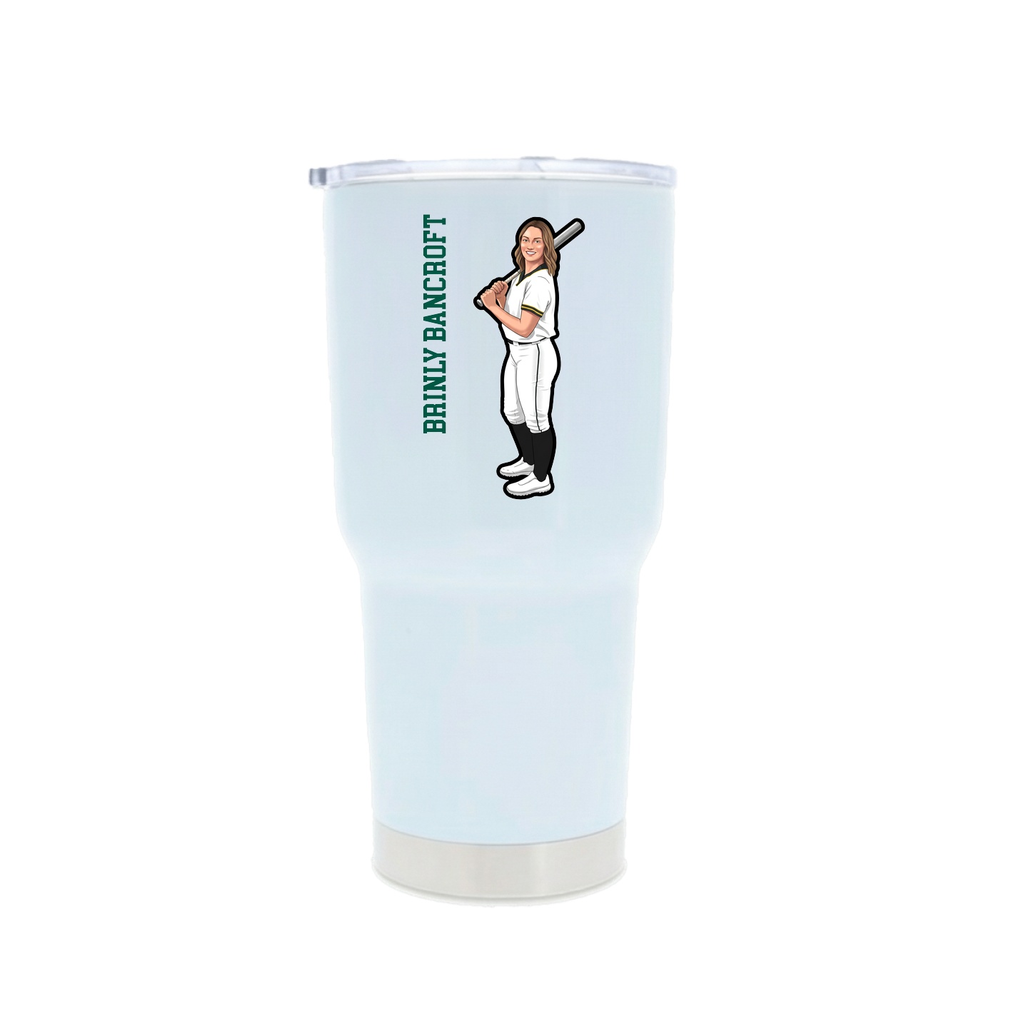 30oz Stainless Steel Tumbler — Name Vertical in White