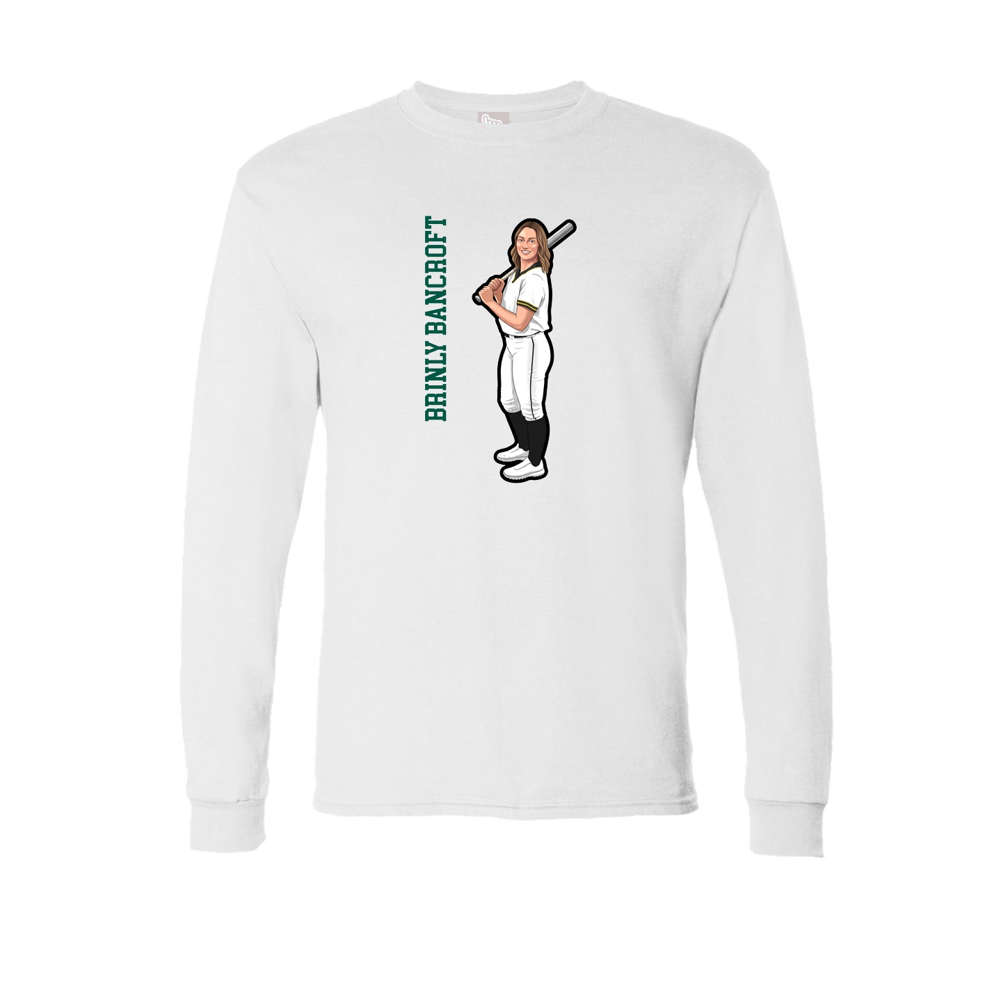 Long Sleeve Tee — Name Vertical in White