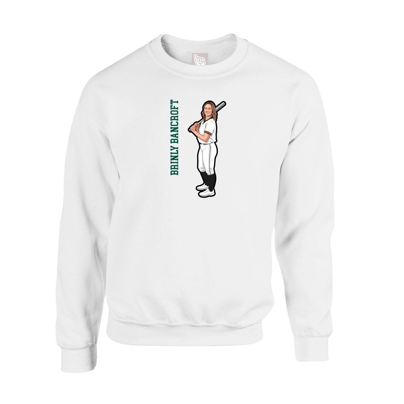 Fleece Crew — Name Vertical in White
