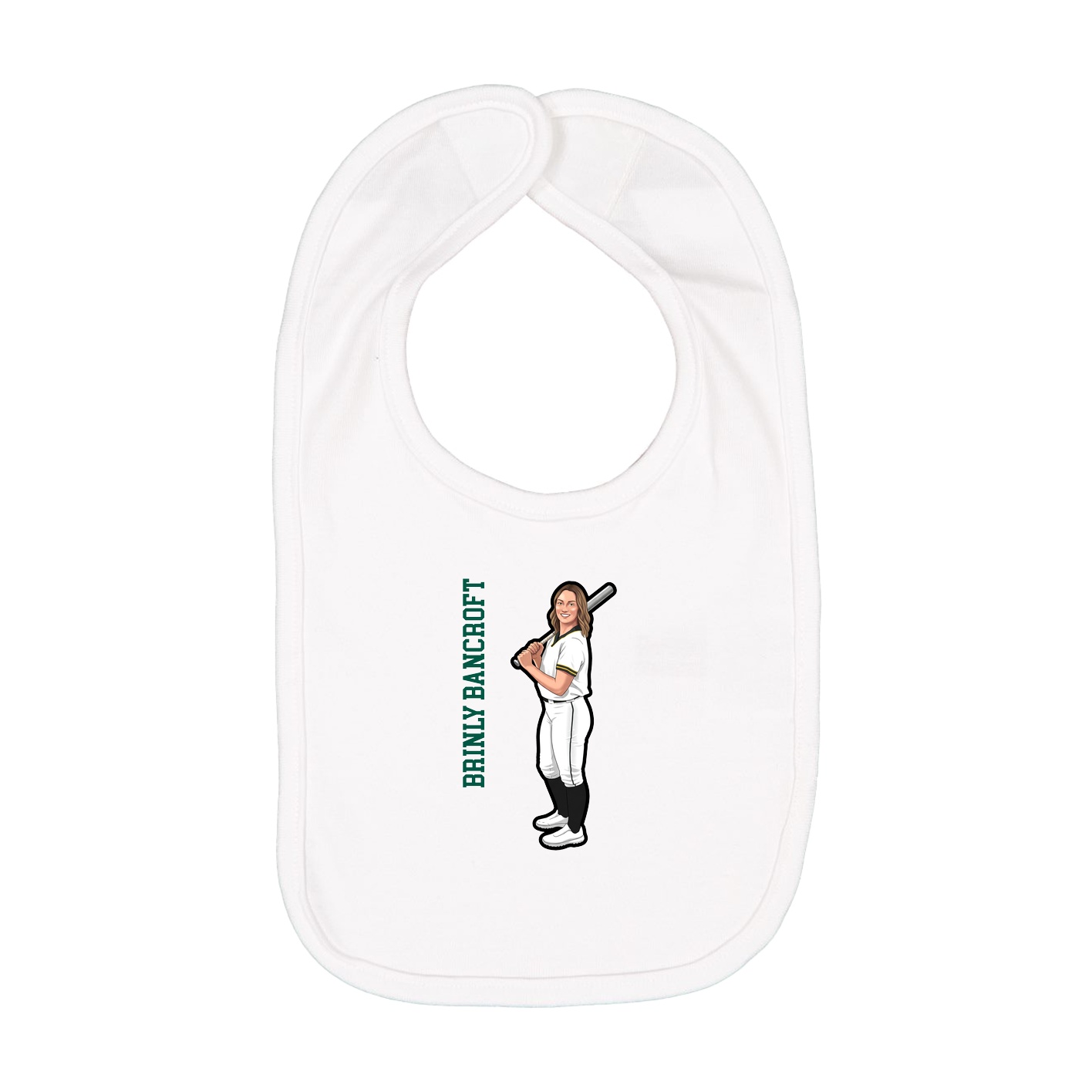 Infant Bib — Name Vertical in White