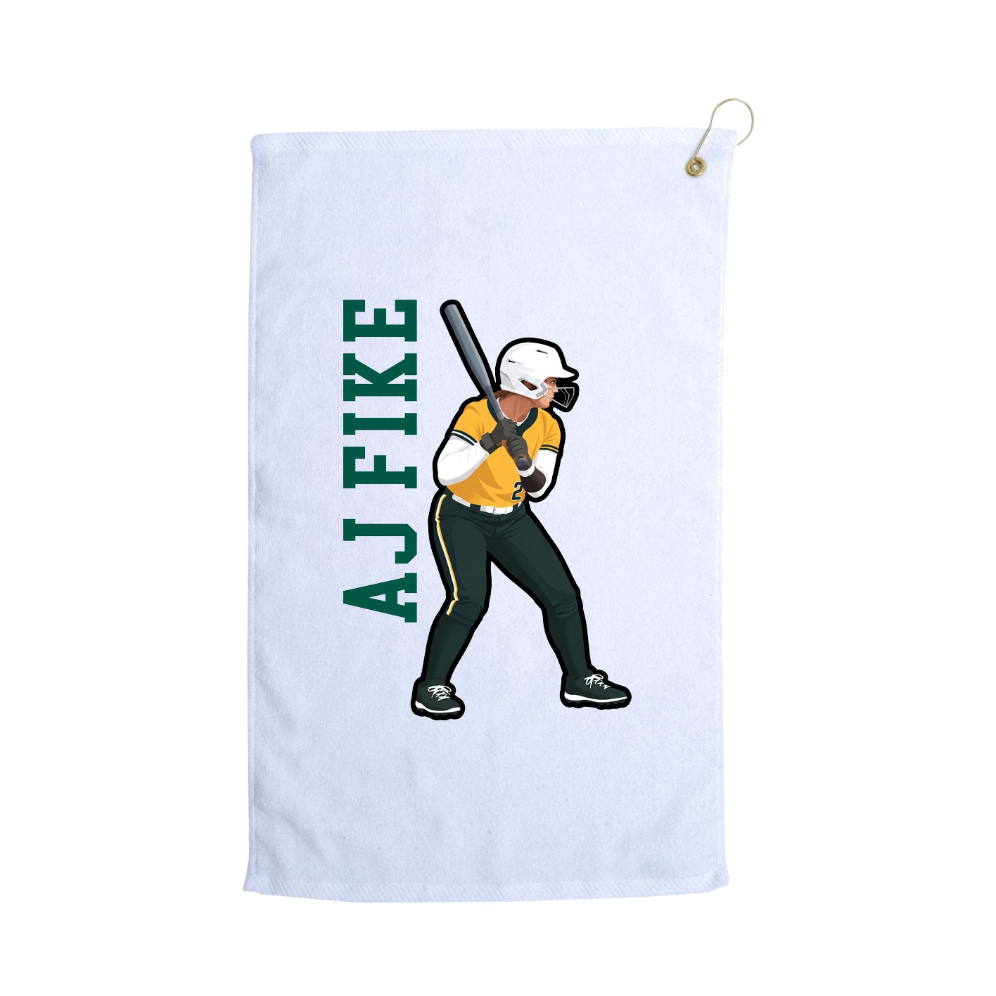 Golf Towel — Name Vertical in White