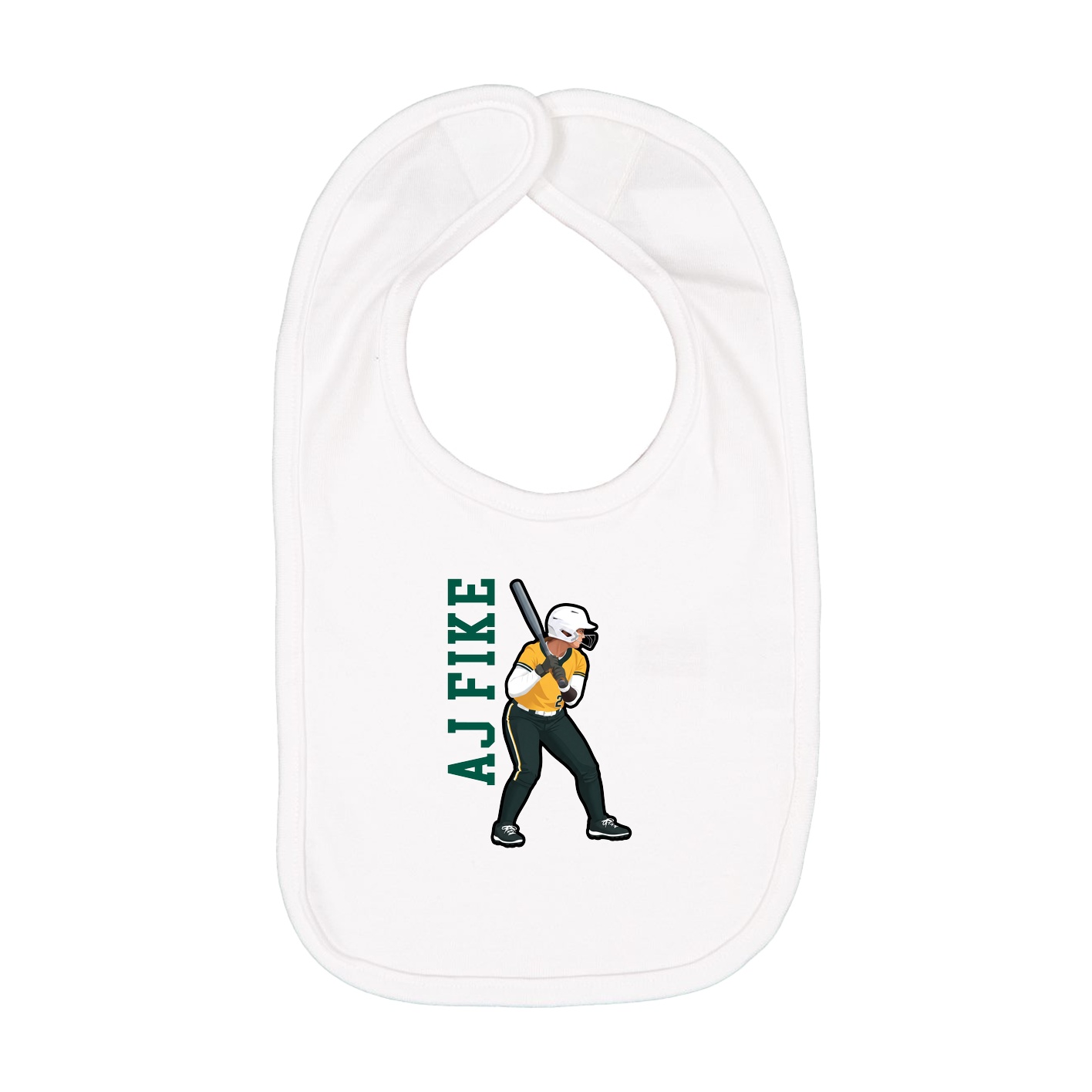 Infant Bib — Name Vertical in White