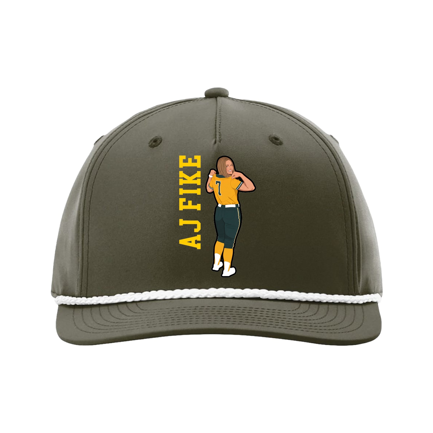 Five-Panel Classic Rope Cap — Name Vertical in Green