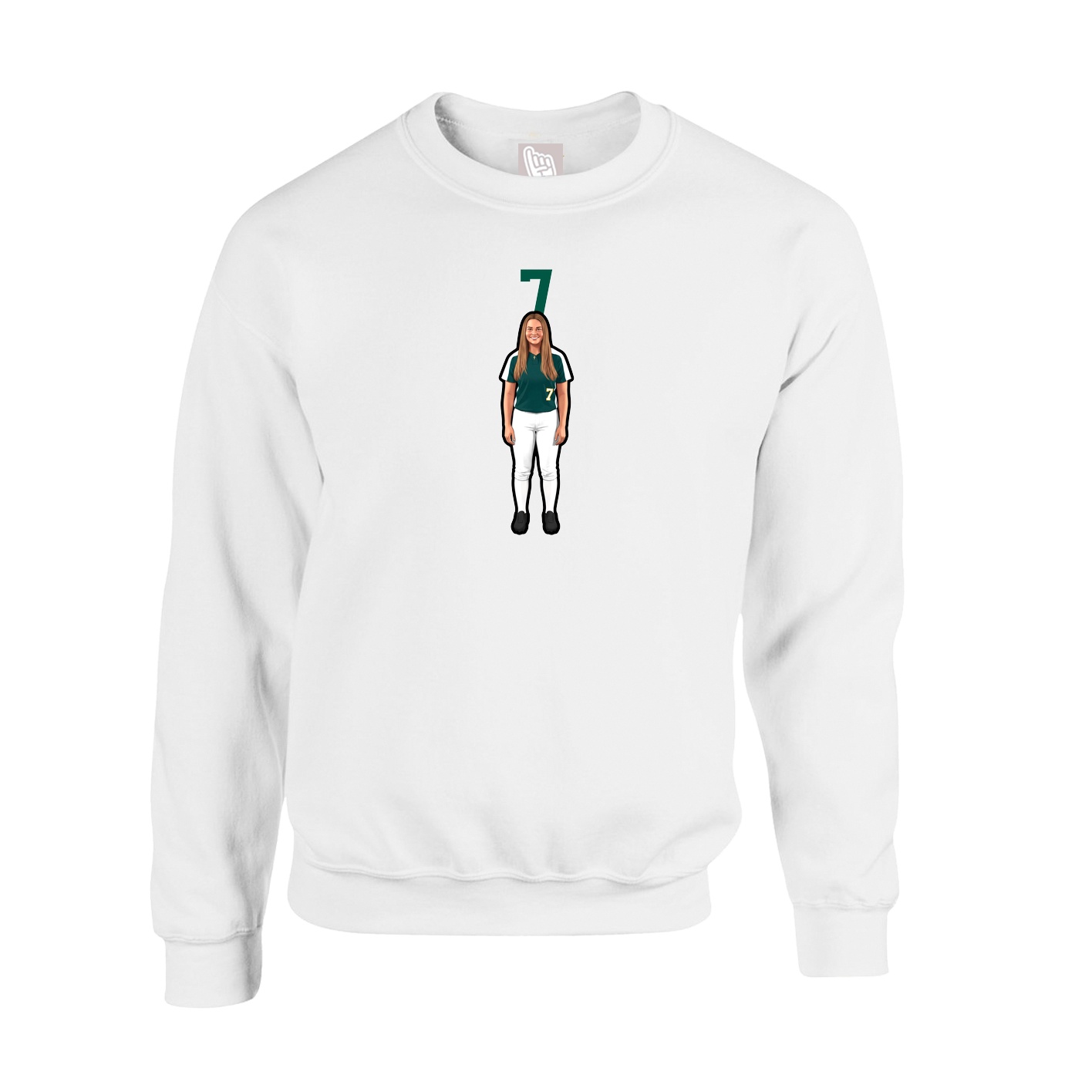 Fleece Crew — Number Top in White
