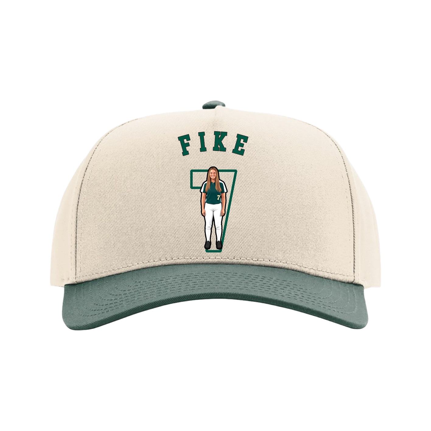 Full Fabric Five-Panel Champ Cap — Shirsey Arch in Cream/Green