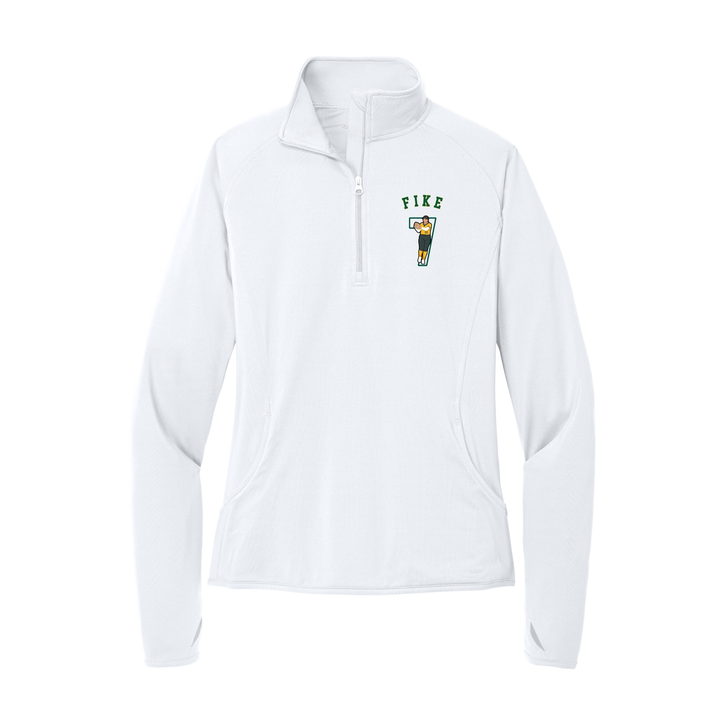 Women's Q-Zip Pullover — Shirsey Arch in White