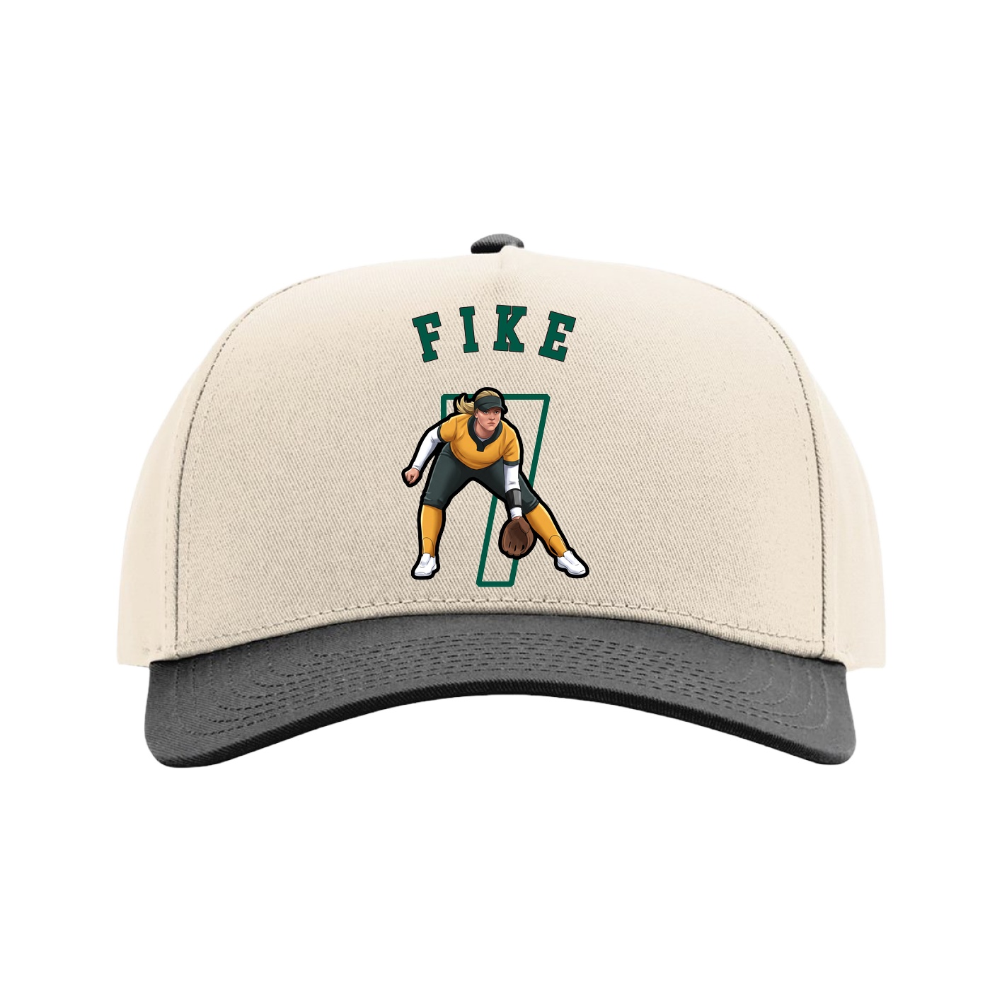 Full Fabric Five-Panel Champ Cap — Shirsey Arch in Cream/Black