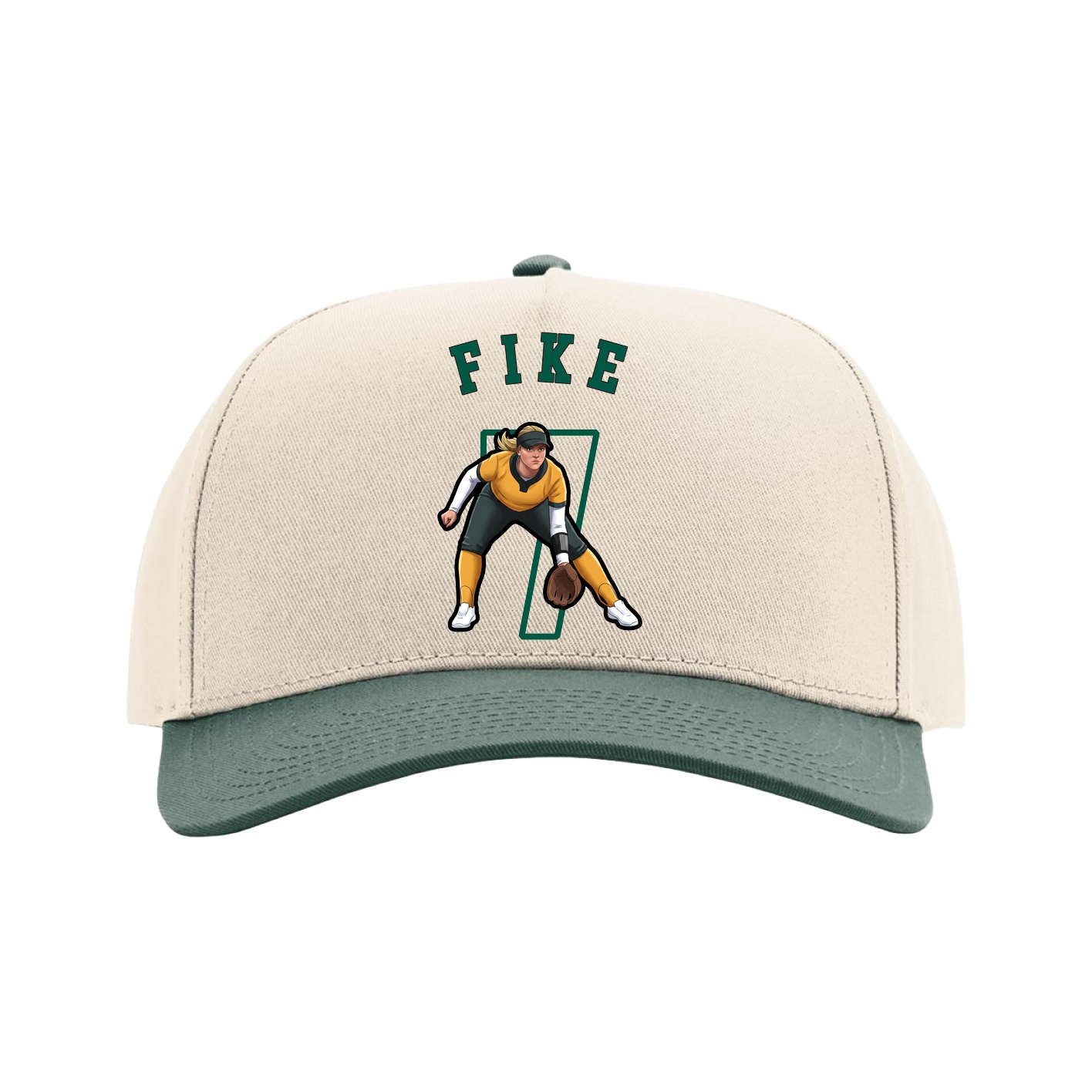 Full Fabric Five-Panel Champ Cap — Shirsey Arch in Cream/Green