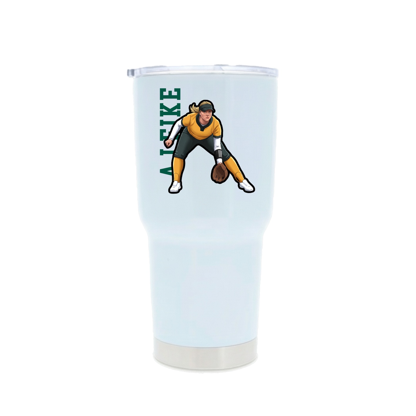 30oz Stainless Steel Tumbler — Name Vertical in White