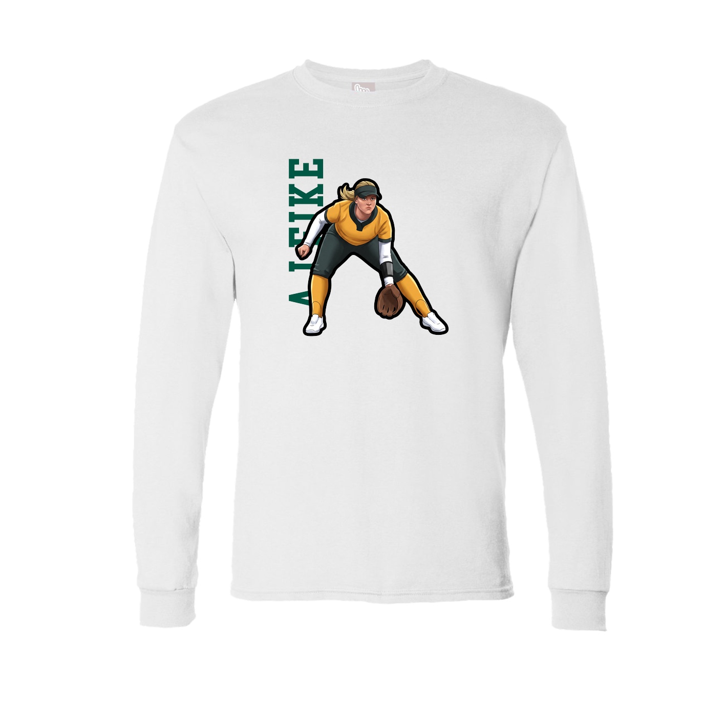 Long Sleeve Tee — Name Vertical in White