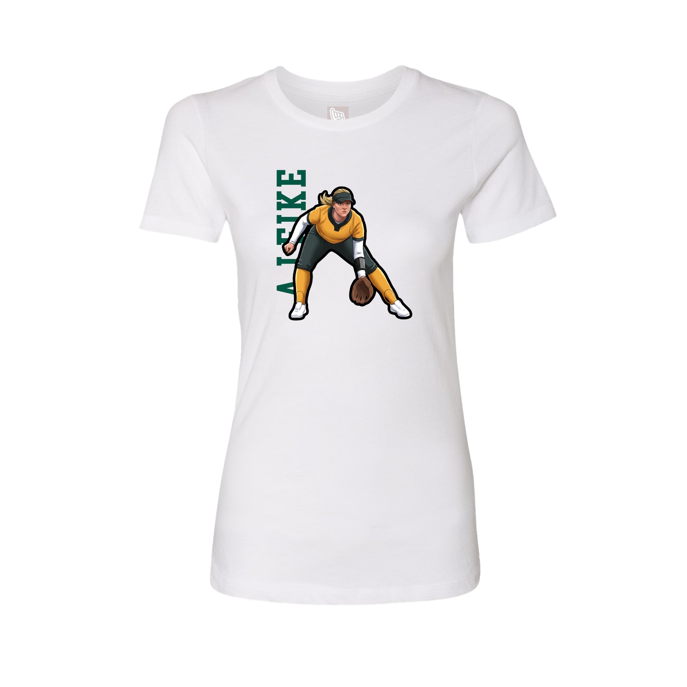 Womens Tee — Name Vertical in White