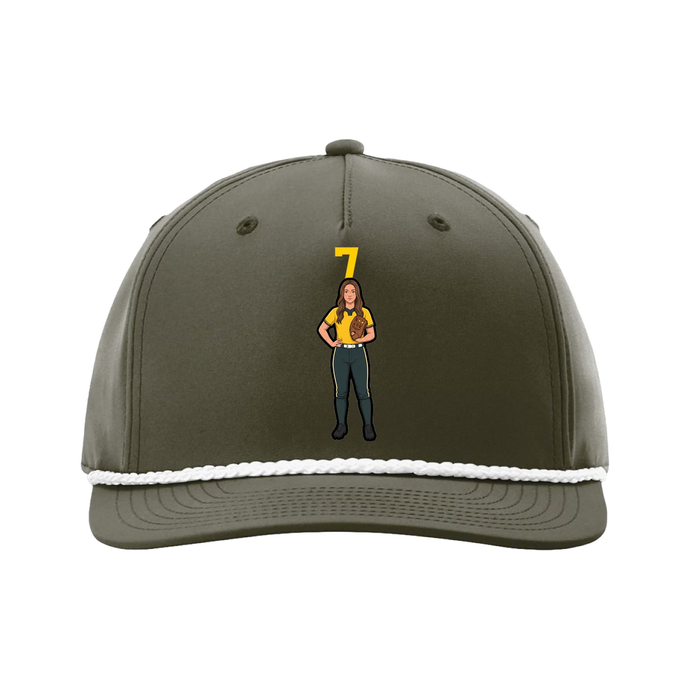 Five-Panel Classic Rope Cap — Number Top in Green