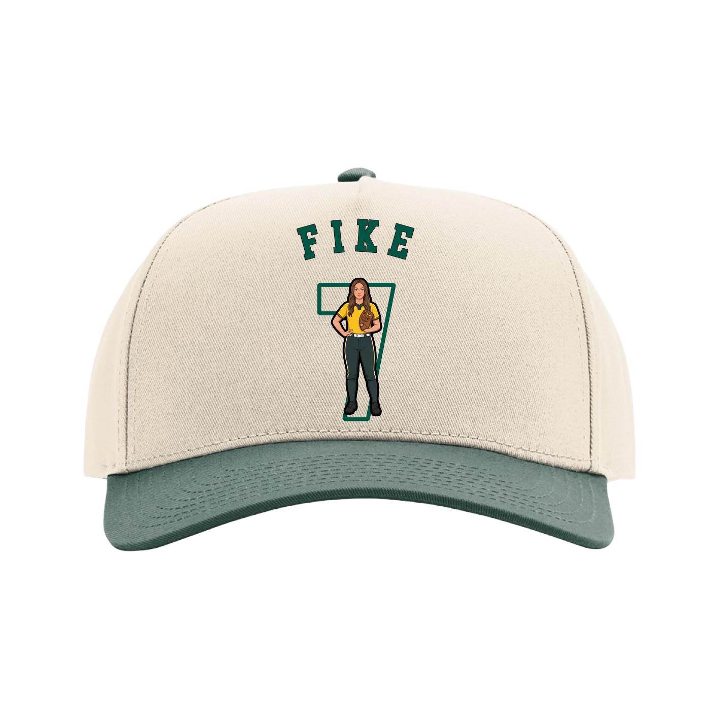 Full Fabric Five-Panel Champ Cap — Shirsey Arch in Cream/Green
