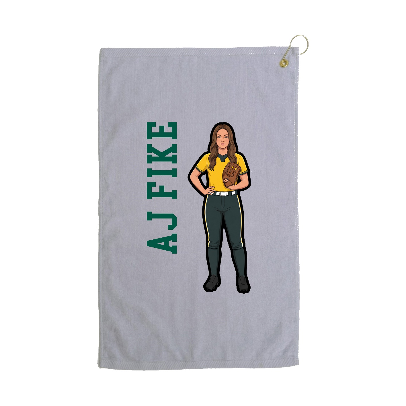 Golf Towel — Name Vertical in Grey