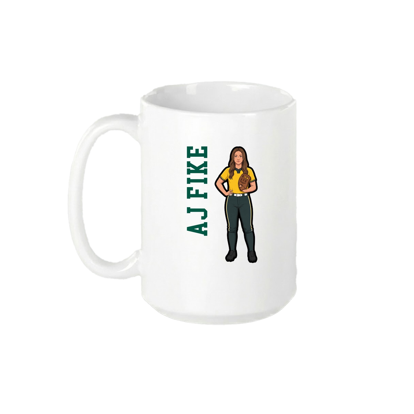 15oz Coffee Mug — Name Vertical in White