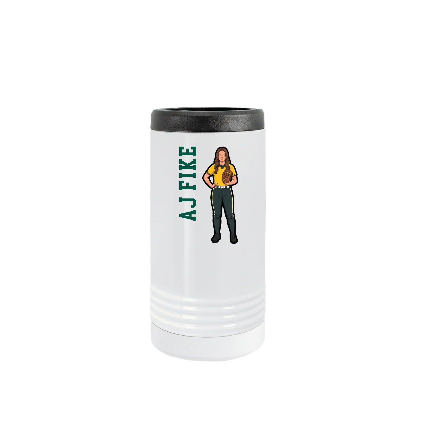 Slim Beverage Holder — Name Vertical in White