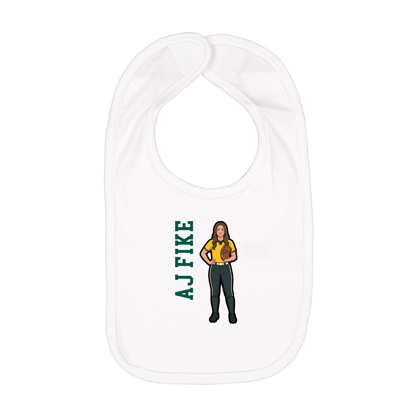 Infant Bib — Name Vertical in White