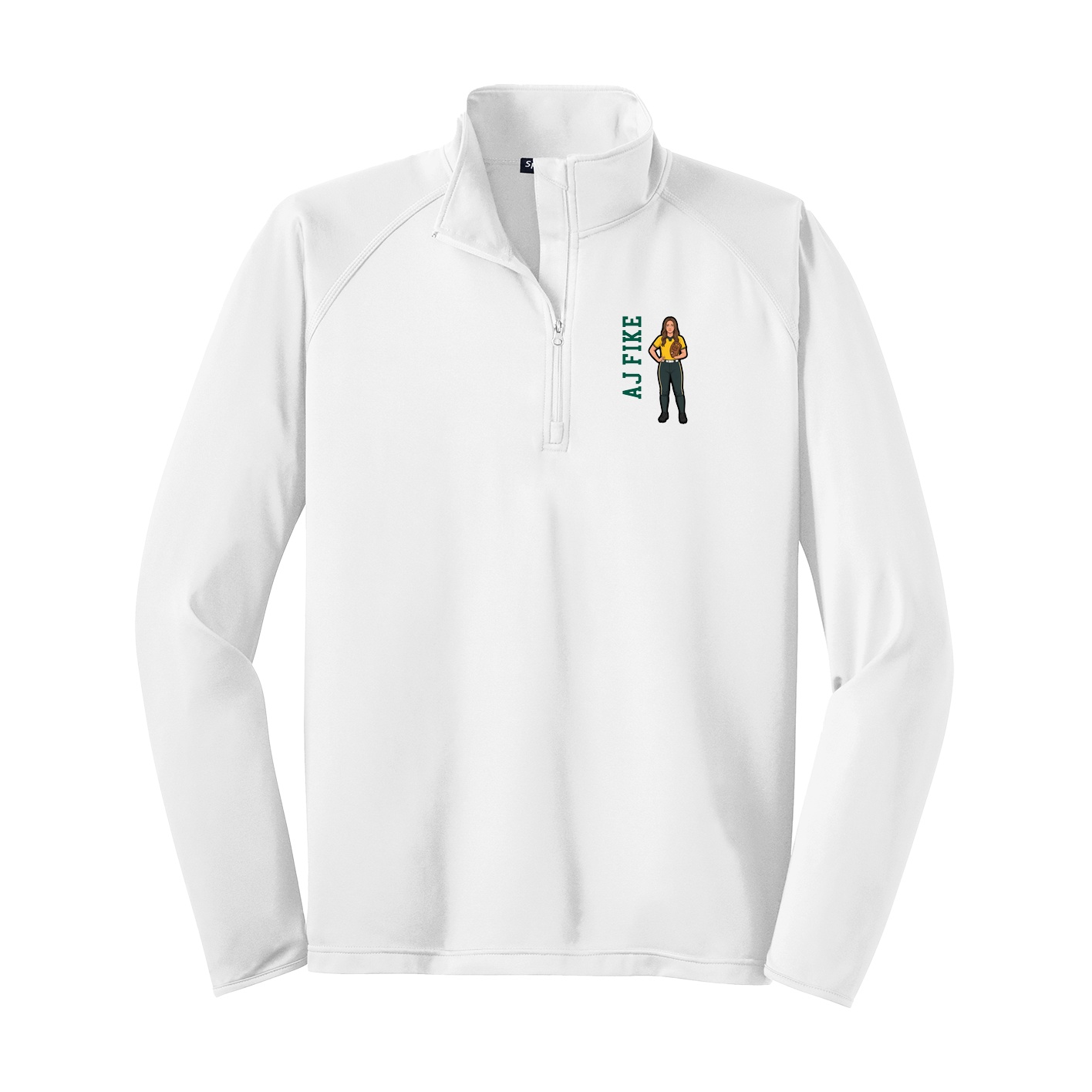 Q-Zip Pullover — Name Vertical in White