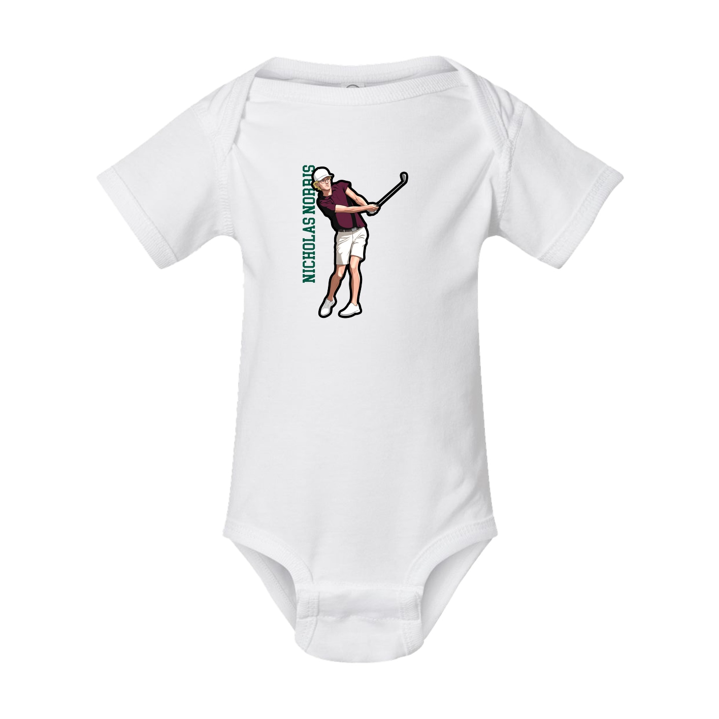 Baby Onesie — Name Vertical in White