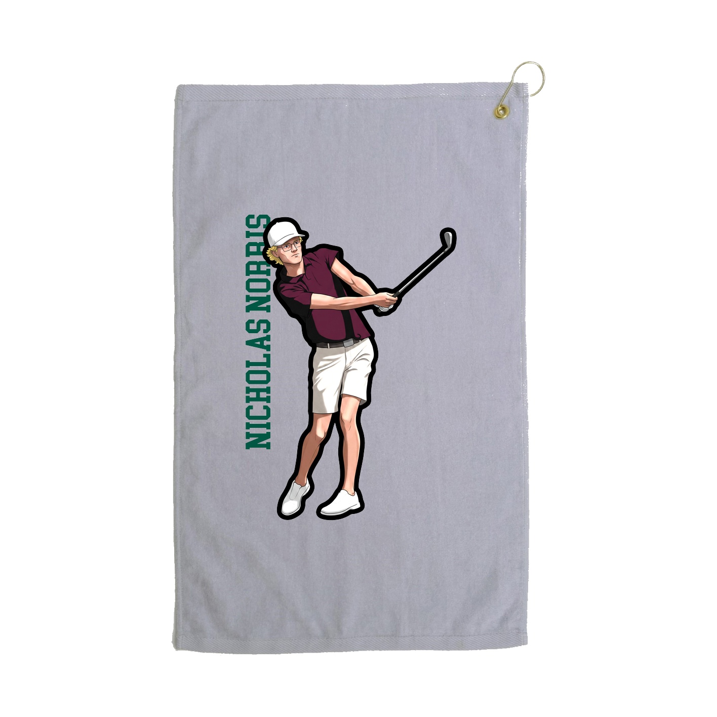 Golf Towel — Name Vertical in Grey