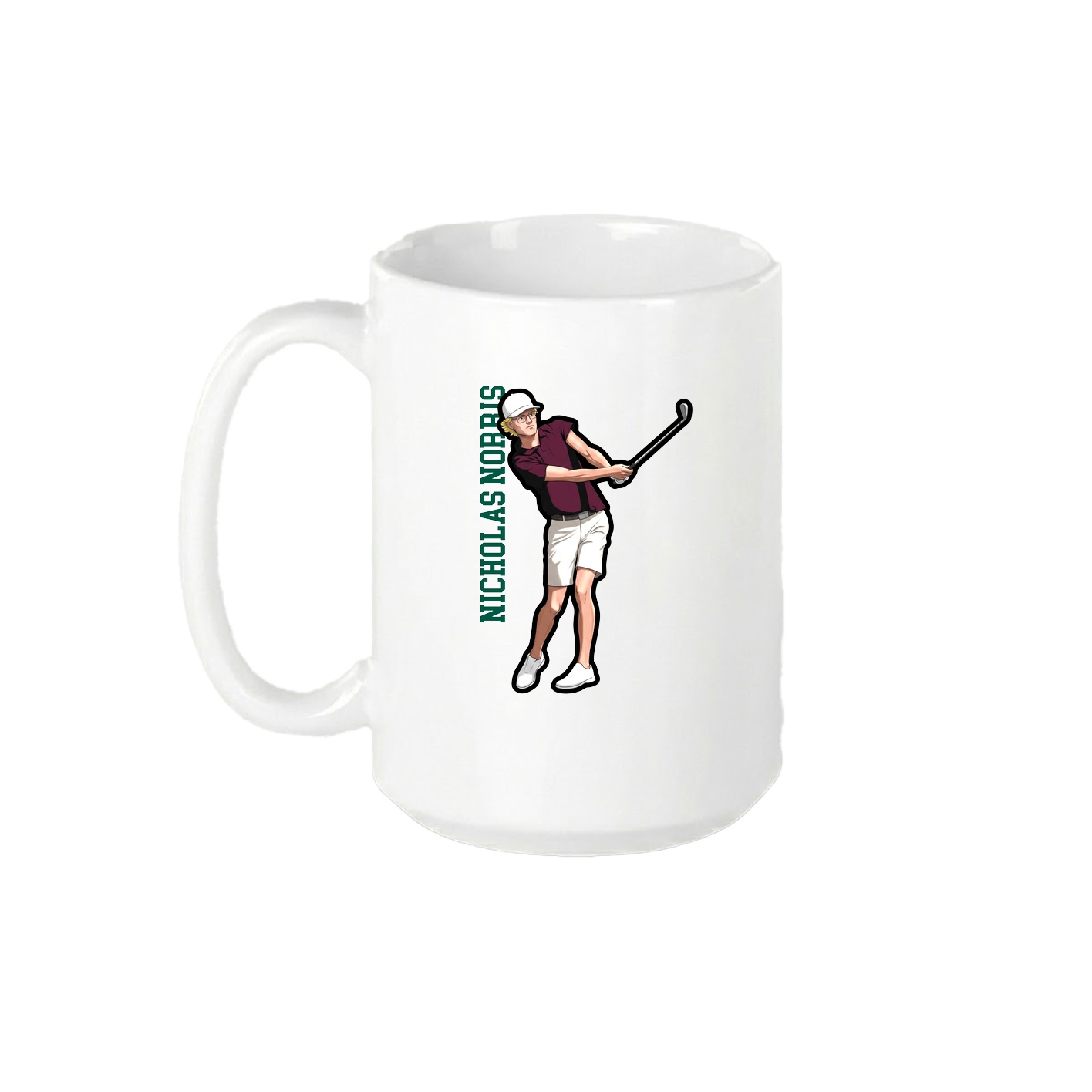 15oz Coffee Mug — Name Vertical in White