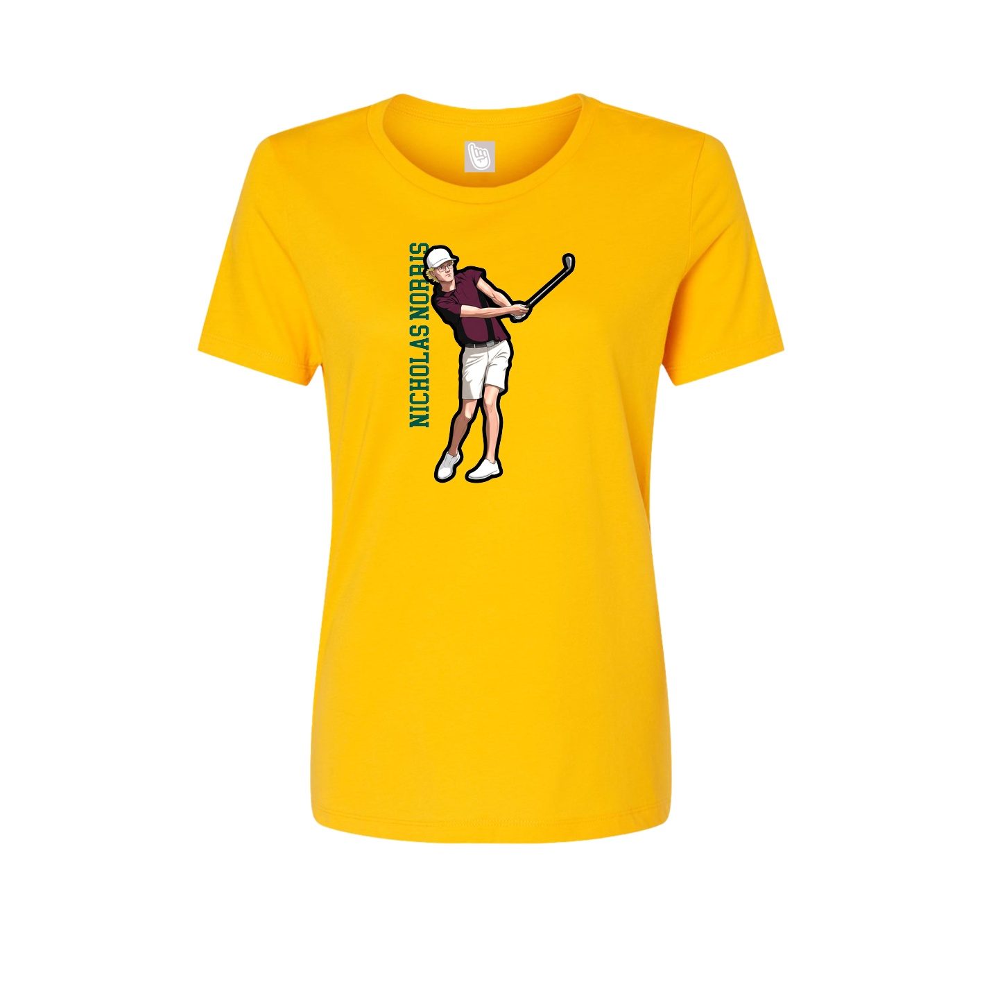Fitted Women's Tee — Name Vertical in Gold