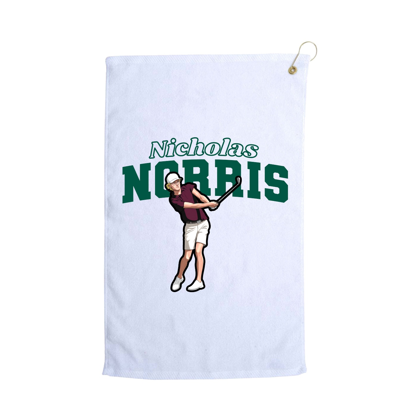 Golf Towel — Name Arch in White