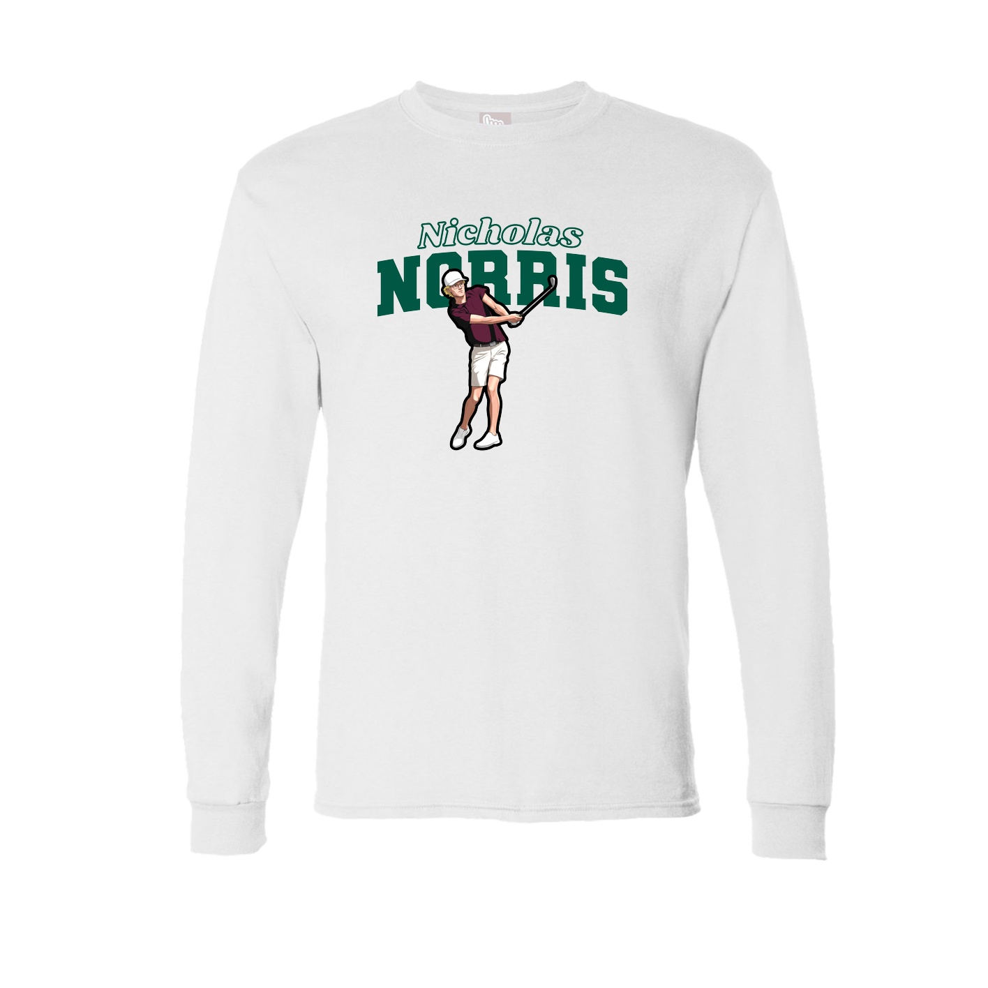Long Sleeve Tee — Name Arch in White