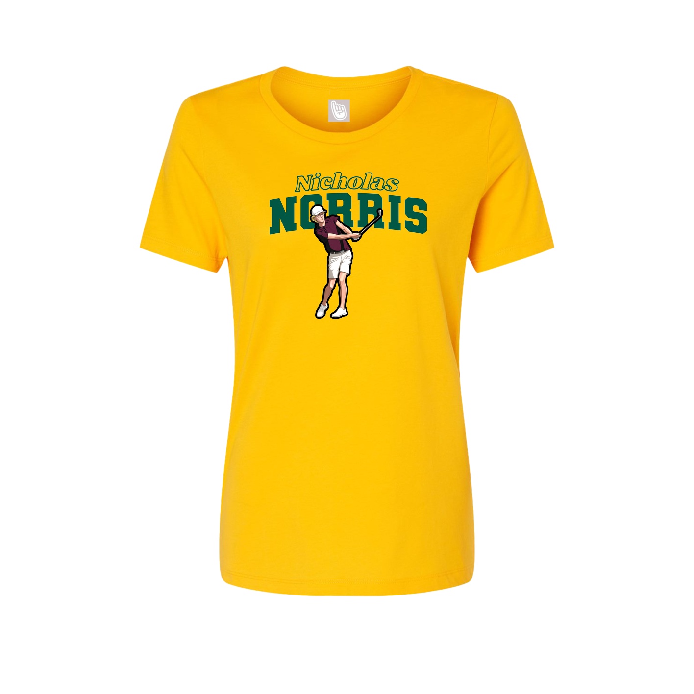 Fitted Women's Tee — Name Arch in Gold