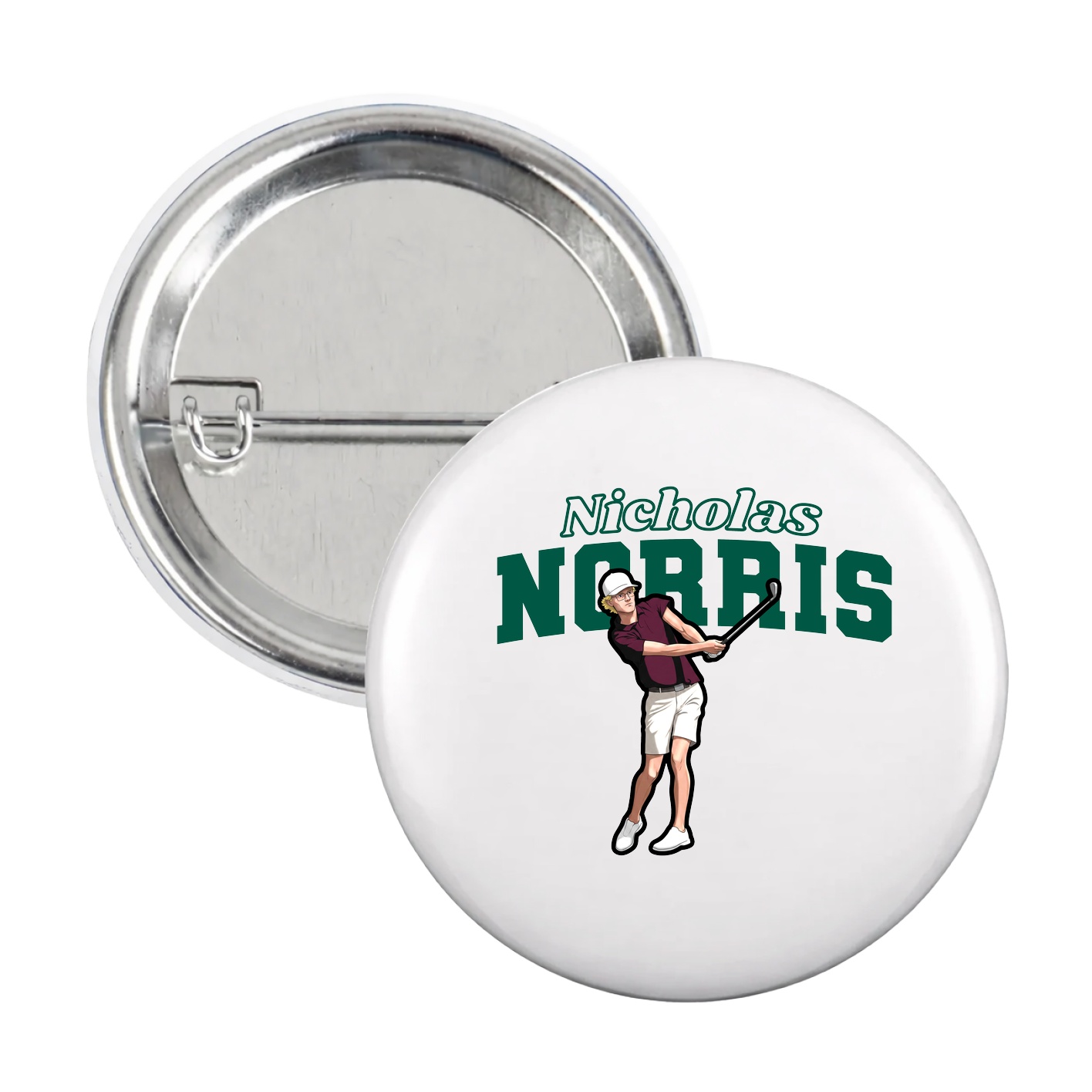 Game Day Button — Name Arch in White