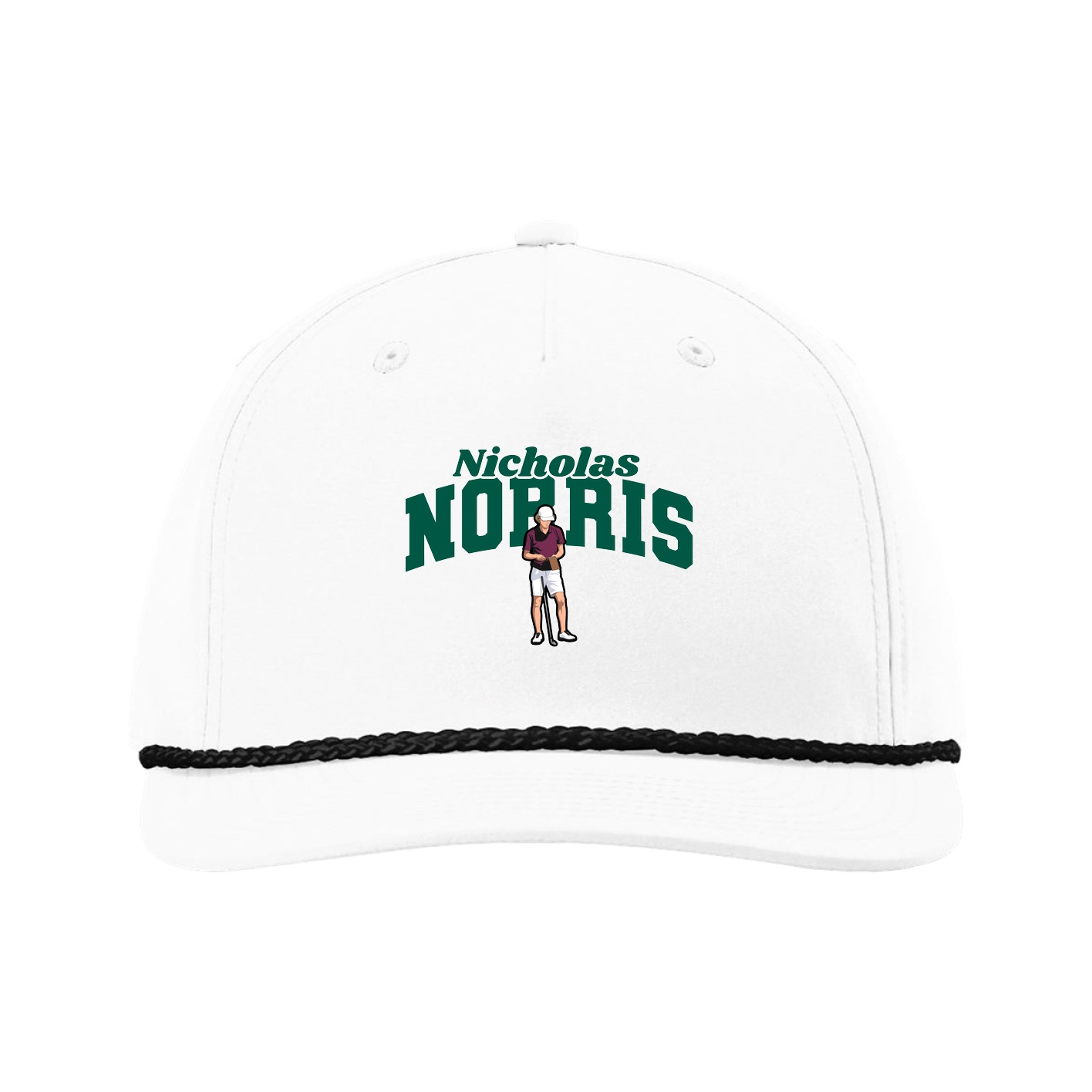 Five-Panel Classic Rope Cap — Signature Arch in White