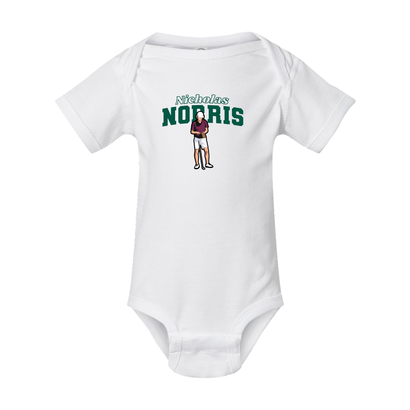 Baby Onesie — Name Arch in White