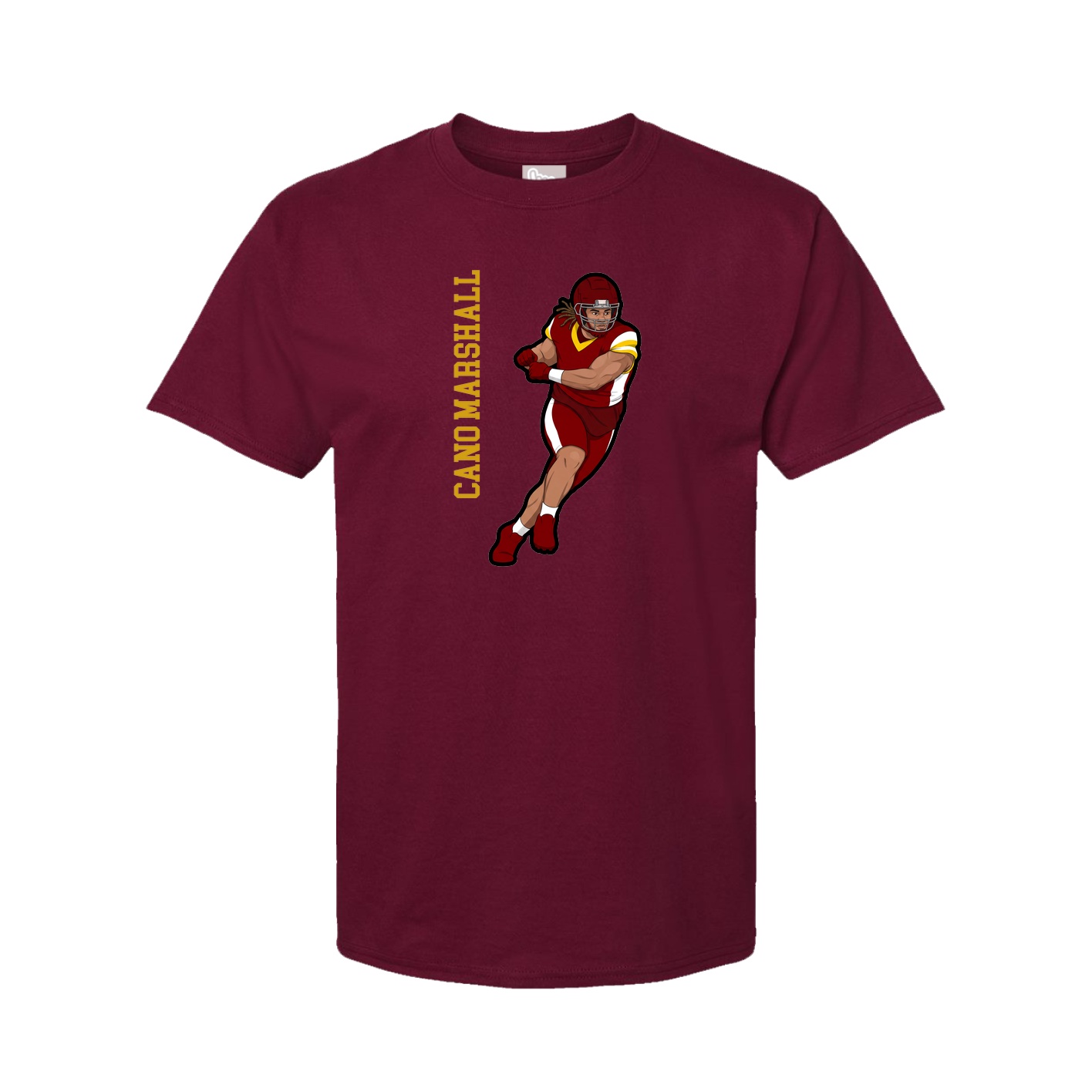 Youth Tee — Name Vertical in Cardinal