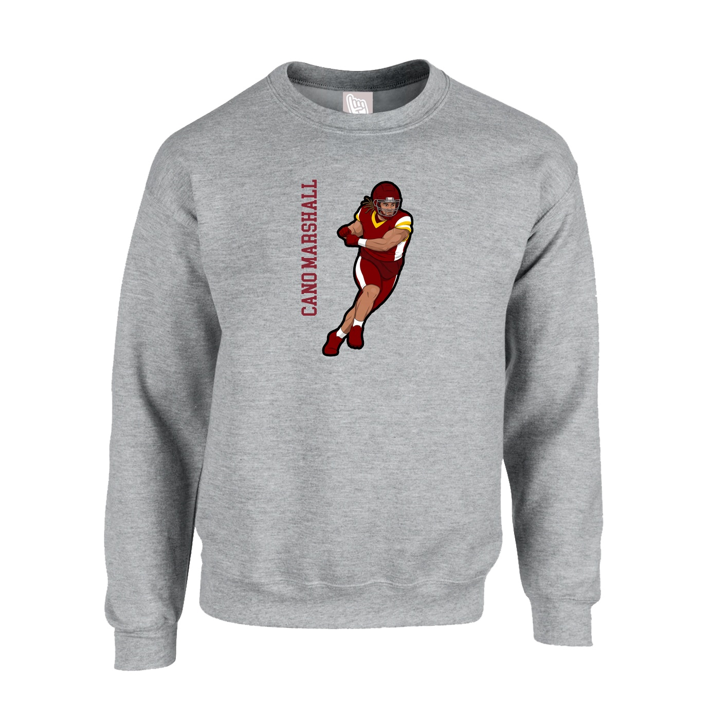 Fleece Crew — Name Vertical in Grey
