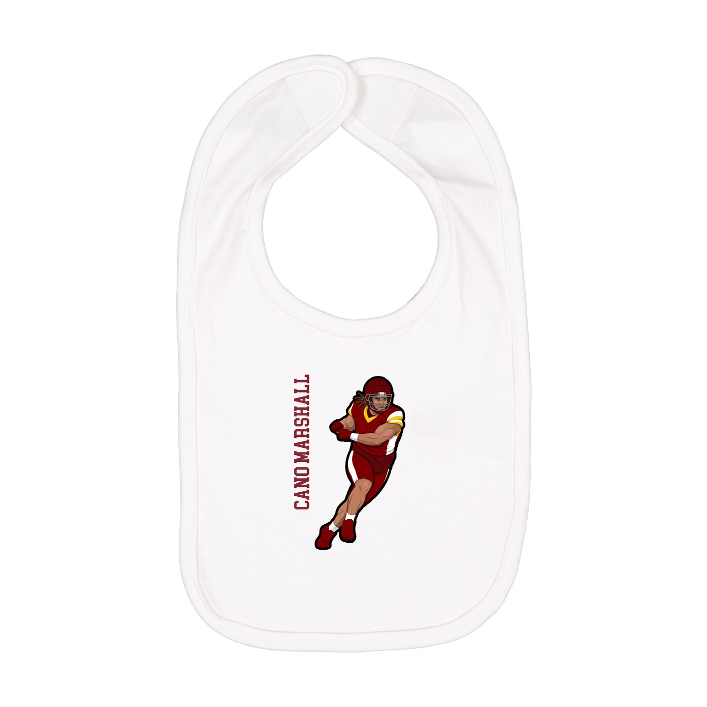 Infant Bib — Name Vertical in White
